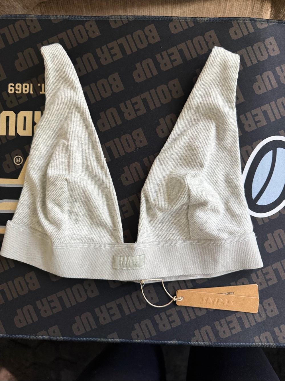SKIMS Light Gray Ribbed V-Neck Bralette
